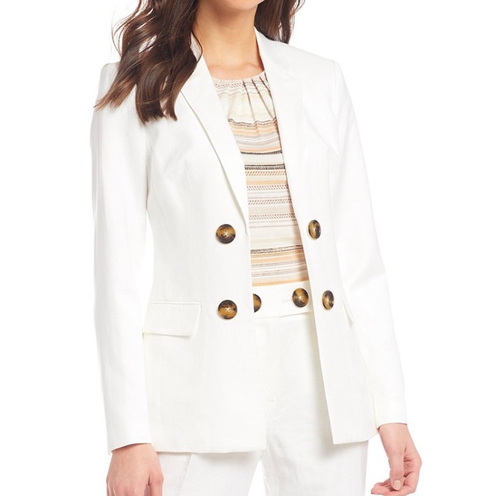 Calvin Klein Notch Collar Button Open Front Jacket